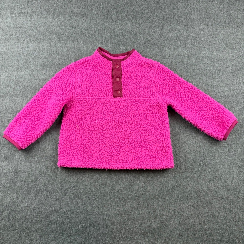 Baby Gap‎ Sherpa Fleece Pullover Baby 18-24 Months Pink Snap Button Mock Neck